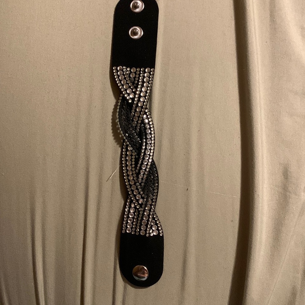 Black faux suede bling bracelet